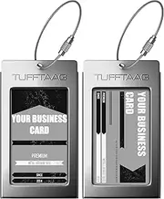 [ProudGuy] Luggage Tags Business Card Holder TUFFTAAG Travel ID Bag Tag in Many Color Options, Gunmetal, 2 Tags