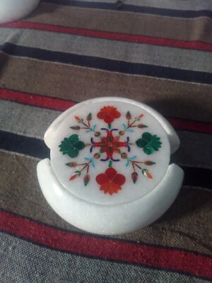 Marvelous Marble Inlay Tea Coffee Coaster Set Kitchen table use Home Decor p2