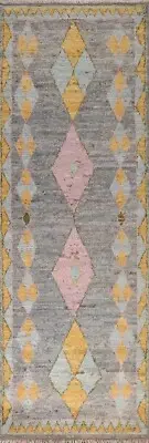 Tribal Moroccan 10 ft Oriental Runner Rug Hand-knotted Plush Wool Carpet 3x10 ft