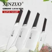 Kitchen Knife Set German Steel Wood Handle Chef Cleaver Utility Bone Chop 4Pcs 4