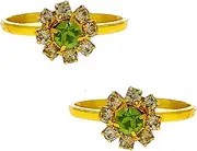 [Generic] Green Colour Gold Finish Adorable Toe Ring/Bichudi for Women By Indian Collectible, Metal, No Gemstone
