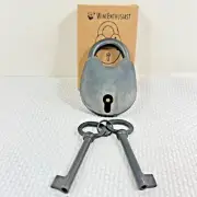 Wine Jail Padlock With Two Skeleton Keys Wine Enthusiasts Antique Heavy Duty