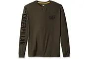 Caterpillar Mens Trademark Banner Long Sleeve Tee Top CAT - Army Moss
