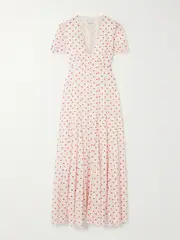 [Posse] Posse - Paloma Polka-dot Tencel™ Lyocell And Cotton-blend Voile Maxi Dress - Cream - xx small xx small Cream
