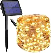 Solar Powered 20M 200LED Outdoor String Lights Waterproof IP65 with 8 Modes Warm White Fairy Light for Garden Patio Decoration Auto On/Off