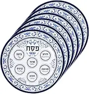 Zion Judaica Passover Seder Plates 12" Melamine (6, Blue Renaissance)