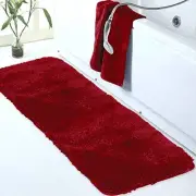 Large Bathroom Rug (24 x 72) Extra Soft and Absorbent Shaggy 24" x 72" Red