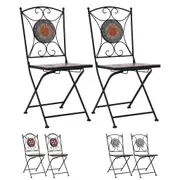 2x Mosaic Bistro Chairs Ceramic Foldable Round/Square Multi Colours vidaXL