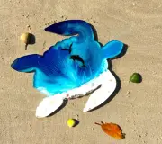 Turtle Serving Platter, Resin Board, Beach Decor, Gift for Her, Decorative Table