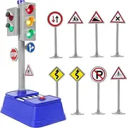 Kiddie Play Traffic Signs and Crosswalk Light Signal Toys for Kids (12pct)