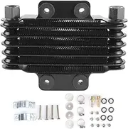 Grcfumo 6 Row Engine Oil Cooler, Aluminum Alloy Engine Oil Cooler, Black Cooling Radiator Parts with Mounting Screws for Motorcycle Dirt Bike ATV