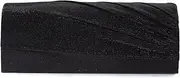 [Damara] Womens Pintuck Flap Clutch Bag Triangle Evening Party Purse,Black