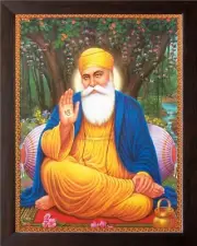 Wooden Religious Guru Nanak Dev ji Photo Frame ( Size: 30 X 23.5 X 1.5 CM )