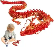 3D Printed Dragon 12 inch Flexible Articulated Dragon Posable Crystal Stress Relief Toys for Car Decoration Red