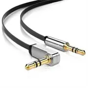 UGREEN UG-10599 3.5mm Male to 3.5mm Male Straight to angle flat Cable 2m (Black) [UG-10599]
