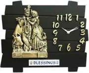 Radha Krishna Wall Clock (Multicolour, 30 x 35 cm)