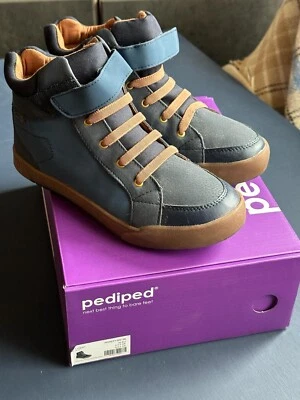 Pre-owned PEDIPED Size US 4-4.5 Boots High Top Snickers Logan Navy Blue