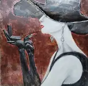 Large Original Abstract Oil Painting Woman with lipstick Wall Art On Canvas Art