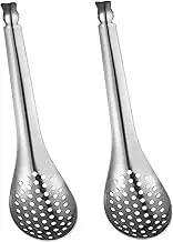 PRETYZOOM Stainless Steel Colander Scoop Set 2pcs Small Slotted Spoons for Cooking Household Caviar Kitchen Gadgets
