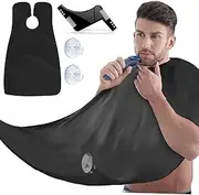 MODY RODY Beard Apron with Suction Cups & Beard Brush Set - Waterproof Beard Bib Apron for Men Shaving Catcher - Beard Hair Catcher for Sink - Black & White