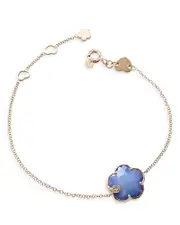 Pasquale Bruni 18K Rose Gold Petit Joli Lapis White Agate Doublet & Diamond Flower Chain Bracelet