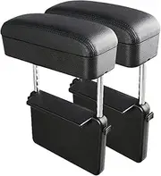 Universal Car Armrest Box Elbow Support Adjustable Car Center Console Arm Rest Box Auto Seat Gap Organizer For Car Interior Part(2 sets Full Black)