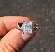 5 ct Radiant Cut Ring Top Russian Quality CZ Sterling Silver Size 11