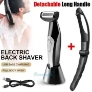 USB Electric Men Back Razor Shaver Body Hair Removal w/ Long Handle Easy Reach