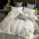 Betrise潔淨白 雙人 LOGO系列 300織紗100%純天絲防蹣抗菌四件式兩用被床包組
