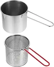 NOLITOY Stainless Steel Multi Functional Frying Pot Compact Deep Fryer for Chicken Wings Seafood French Fries Portable Design for Home Dorms Offices