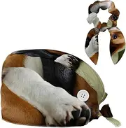 [CWAGFEQZ] Scrub Caps Women,Scrub Hats Suitable for Women,Puppy Beagle Dog Sleep