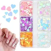 Nails Art Decorations - Holographic Heart Sequins, Shiny Nail Decoration | Romantic Day Nail Design Decals, Lightweight Decorative Makeup Manicure Pack Accessories for Face Body and Date Look