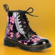 Girl's Boots Dr. Martens Pansey Fayre Boot Patent Lamper Size US 3 Black/Pink