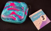 Tech Case - Earbuds Case - Hard Sides - Zipper - Cord Storage - Teal Tropical*
