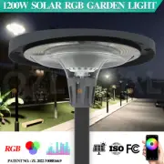 Solar Street Light LED UFO Flood Yard Lamp Outdoor Garden RGB IP65 Waterproof