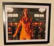 Kill bill fight scene art piece on black frame