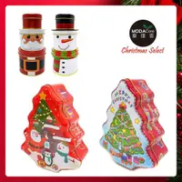 在飛比找ETMall東森購物網優惠-摩達客耶誕-聖誕老公公雪人聖誕樹造型糖果罐四入組擺飾-交換禮
