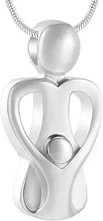 BIAIHQIE Urn Necklace for Human/Pet Ashes Cremation Jewelry Memorial Necklaces Stainless Steel Keepsake Funeral Urns Pendant-Silver