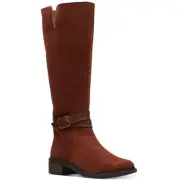 Clarks Womens Maye Shine Faux Suede Tall Warm Mid-Calf Boots BHFO 9669