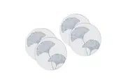 4pc Rayell Ceramic Printed Coaster Twin Ginkgos Grey Drink Glass Holder Set