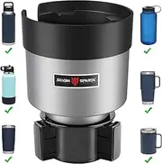 Car Cup Holder Expander Organizer Adjustable Base Fits for Yeti 20/26/30/36 oz, Hydro Flasks 32/40 oz, Nalgenes 30/32/38/48 oz, Camelbak 32/40 oz, Large Bottles in 3.4"-3.8" Diameter(Silver+Black)