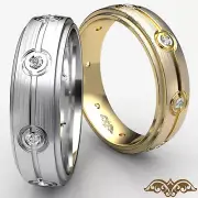 Eternity Wedding Band Round Diamond Mens Step Edged Ring 14k White Gold 0.10Ctw