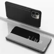 Plated Mirror Horizontal Flip Leather Phone Case with Holder, For iPhone 15 Pro Max, For iPhone 15 Pro, For iPhone 15 Plus