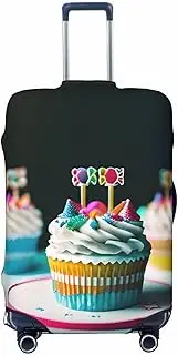 [CADREWY] Happy Birthday Cakes Print Travel Suitcase Cover Luggage Protector with Elastic Anti Scratch for Carry On, Black, Small