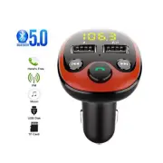 Car Hand-free Wireless Bluetooth 5.0 FM Transmitter MP3 USB Charger Muic Player