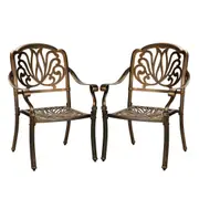 Livsip Outdoor Dining Chairs Cast Aluminium Patio Garden Furniture Set of 2