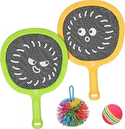 1Set Tennis Racket with Balls Sports Racket for Outdoor Fun Comfortable Grip for Beach and Lawn Play for Ages and Up