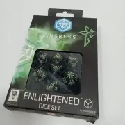 Q Workshop Ingress Enlightened Black w/Green Set of 7 Dice RPG Gaming