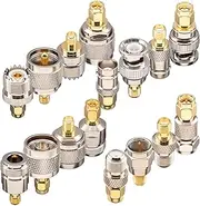 YOTENKO 16pcs SMA Adapter Kit: SMA to BNC to UHF to N to F Male to Female WiFi Antenna/FPV Drone/Extension Cable Adapter Kit