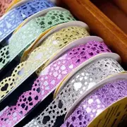 Washi Tape for Scrapbooking, 6 Roll Lace Pattern Glitter Tape in 6 Colors for